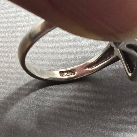 VTG Sterling Silver Pink Queen Conch Shell Marcasite Ring Sz 5 WS Art Deco Style - Picture 7 of 10